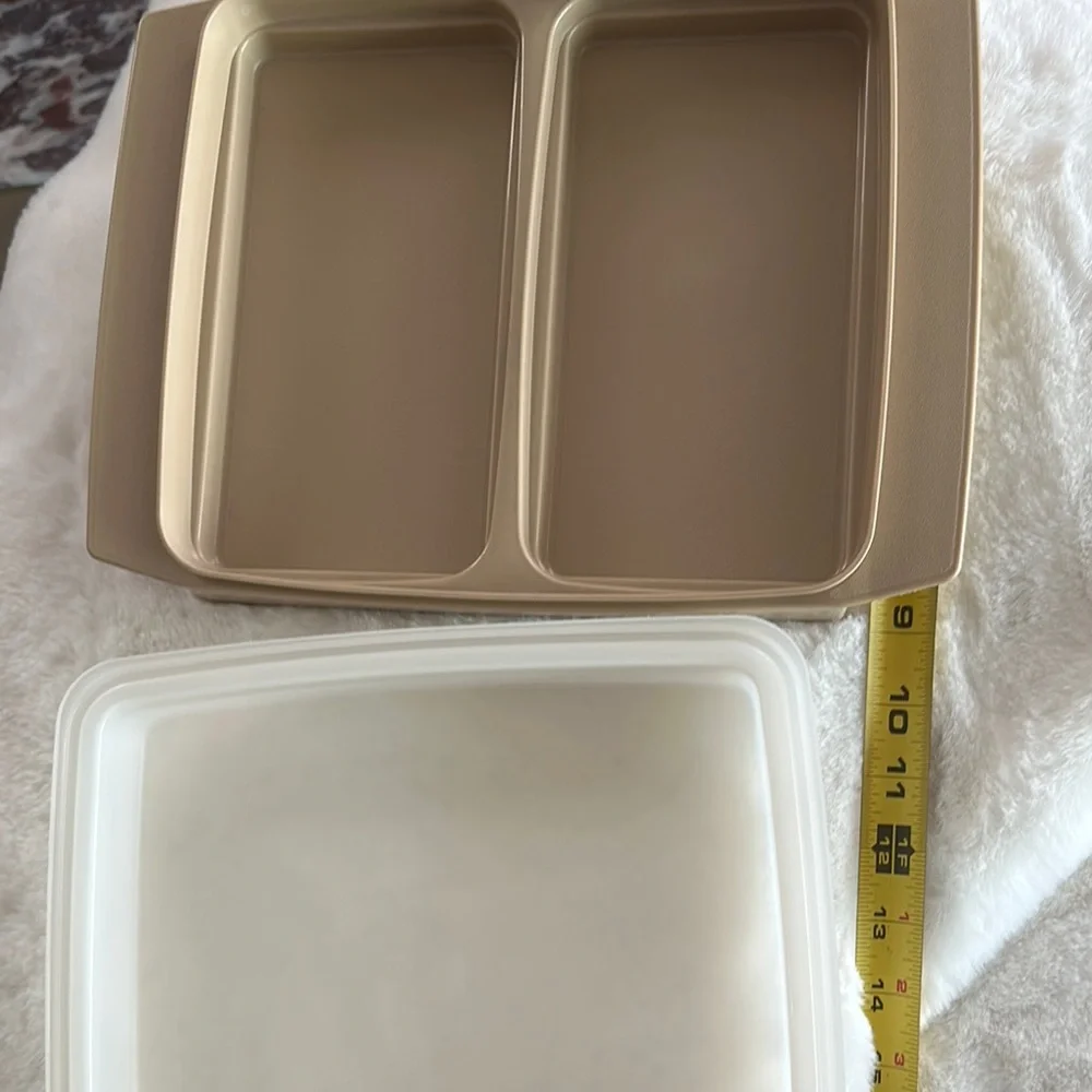 Tupperware White and Tan Container
